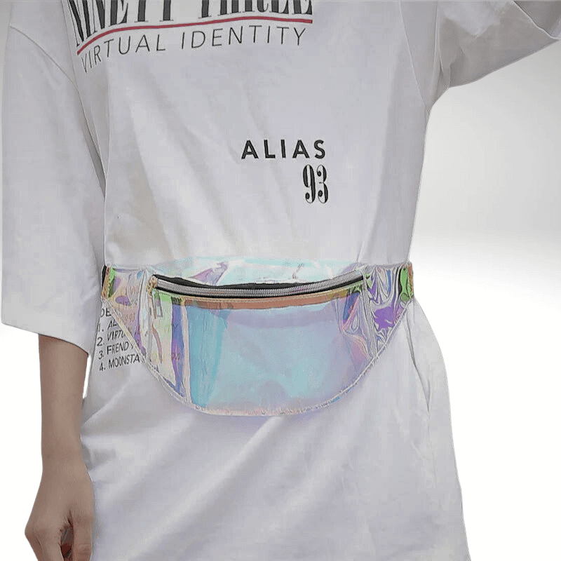 Sac banane transparent pour femme holographique