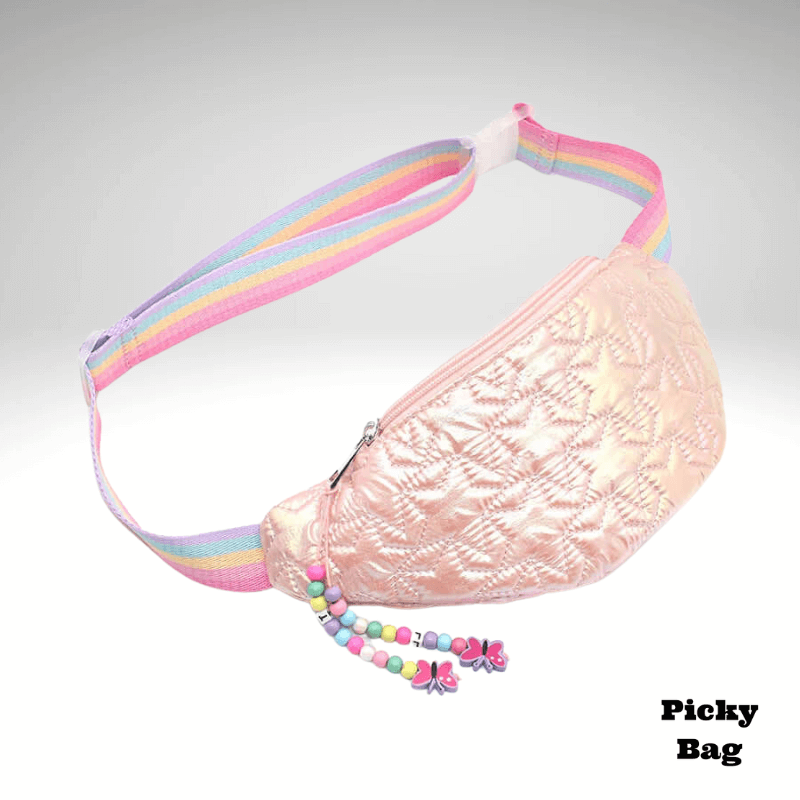 Sacoche banane rose pour fille brodée