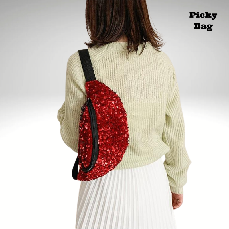 Sac banane en sequin rouge brillant