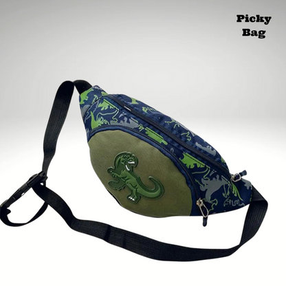 Sac banane enfant avec dinosaure vert