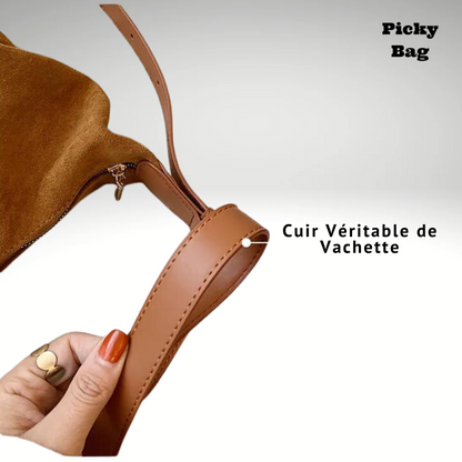 Sac banane femme cuir velours