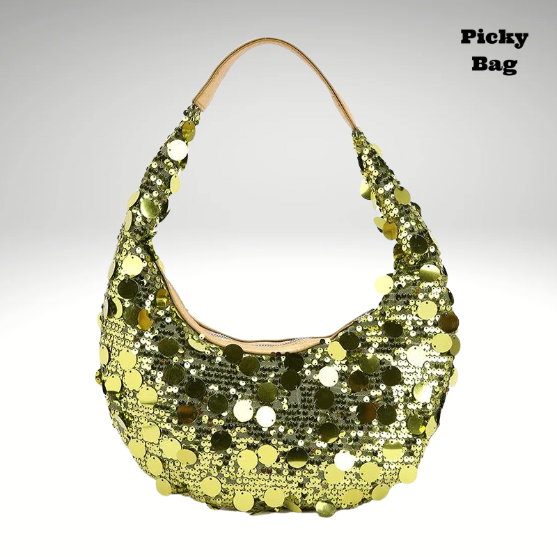 Sac banane métallisé sequin vert