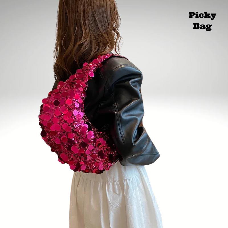 Sac banane rose sequin métallisé