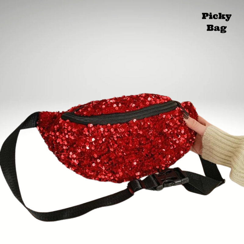 Sac banane sequin couleur rouge brillant