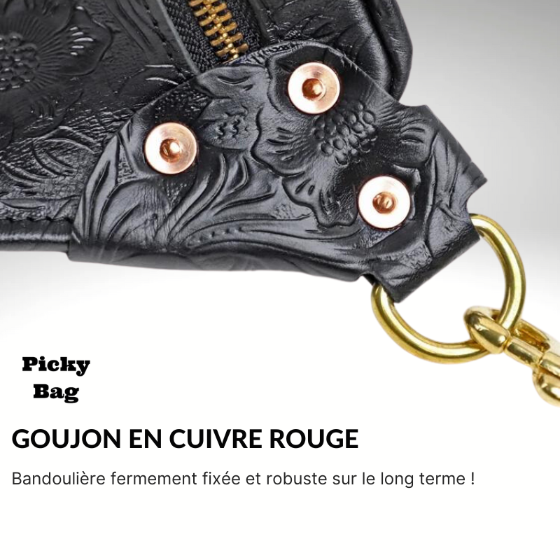 Sacoche banane homme cuir véritable de luxe avec goujon en cuivre